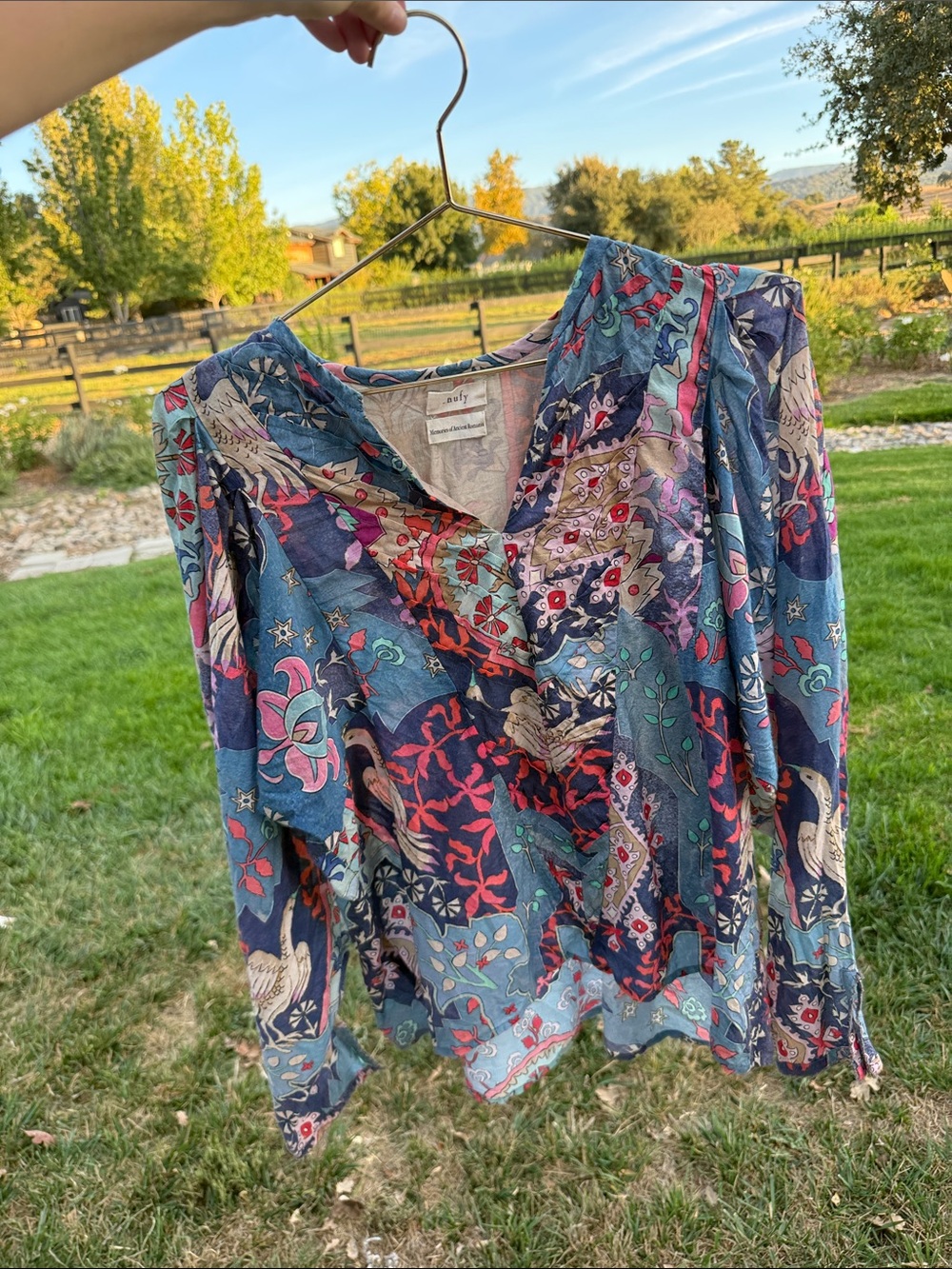 Chufy Cotton Blouse Multi Floral Patchwork V-Neck Long Sleeve